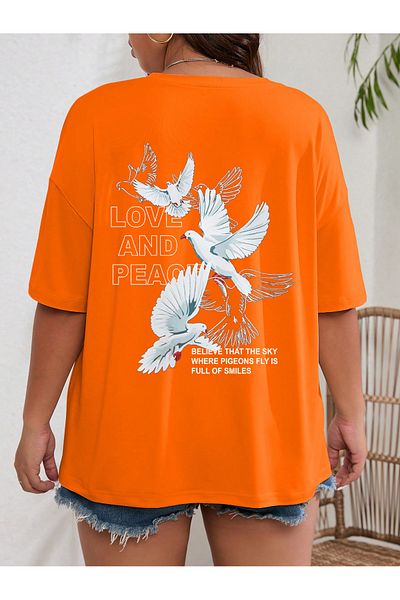 uyguntarz Μπλουζάκι Love And Peace Printed Unisex Oversize