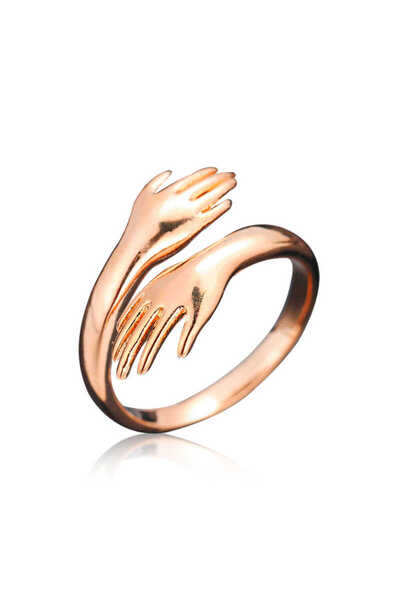 Gumush Gümüş Rose Sarılan Eller Yüzük