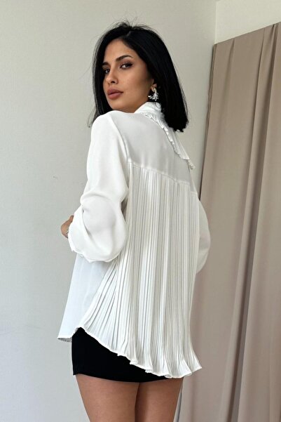 Moka Shopin Mokashopin White Pleated Detailed Jesica Shirt