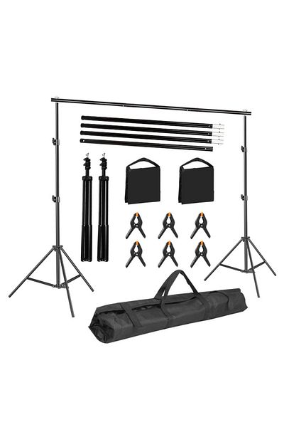glanfen Adjustable 2x3m Backdrop Stand with Clamps & Sandbags for Portrait Product Photography