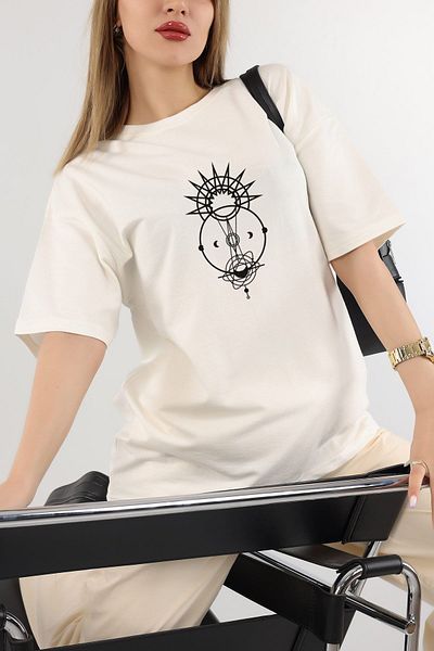 K&S Unisex Print Detailed Oversize Simple T-shirt