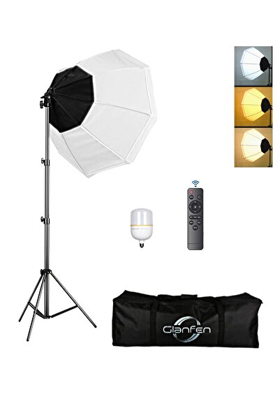 glanfen طقم إضاءة صندوق التصوير الفوتوغرافي، 200 واط LED مع 3 لمبات ملونة ومظ...