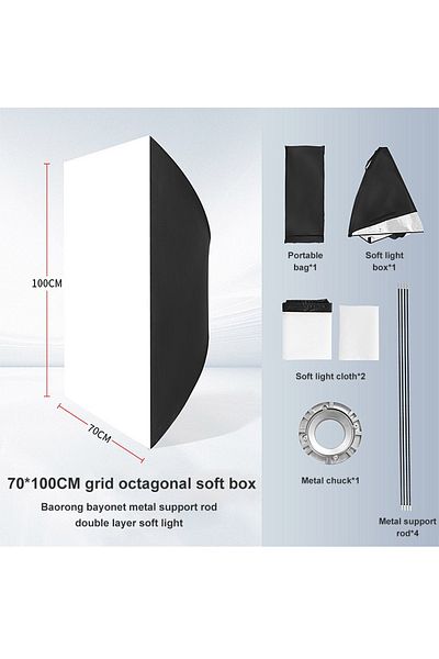 glanfen Rectangular Softbox, 60x90cm Quick-Setup with Diffusers for Bowens Mount Video Lights