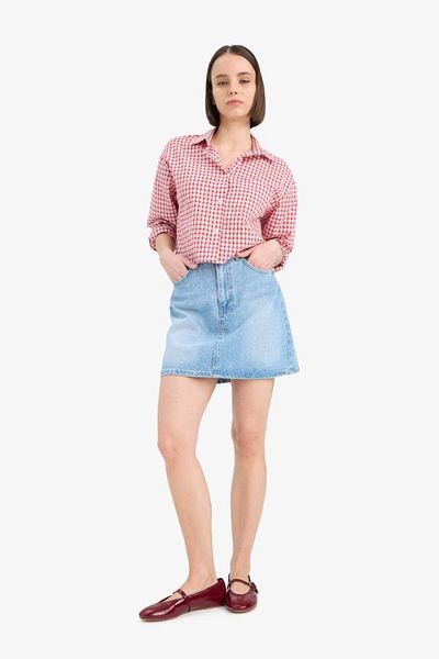 DeFacto Cămașă cu mânecă lungă Gingham, cu croiala largă, Coool Oversize, sezon nou