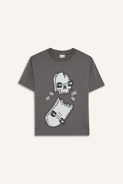 DeFacto Νέα σεζόν Αγόρια με λαιμόκοψη Skateboard με στάμπα κοντομάνικο μπλουζάκι