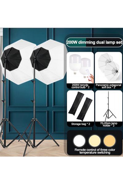 glanfen Photography Softbox Kit with 2x200W Bulbs, Softboxes & Carry Bag for Portrait Shooting