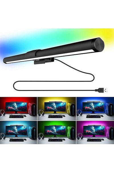 FlashHawk Computer Monitor Lamp with RGB Ambient Light, USB Powered for Home/Office/Gaming Use