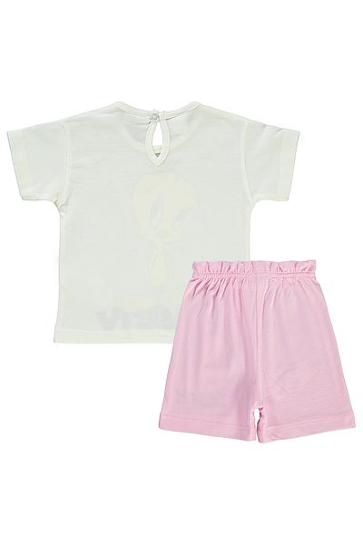 TWEETY Baby Girl Shorts Set 6-18 Months Ecru-Pink