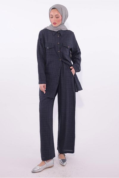 TRENDTESETTÜR Women's Gray (Anthracite) Pants Muslin Suit t 1974