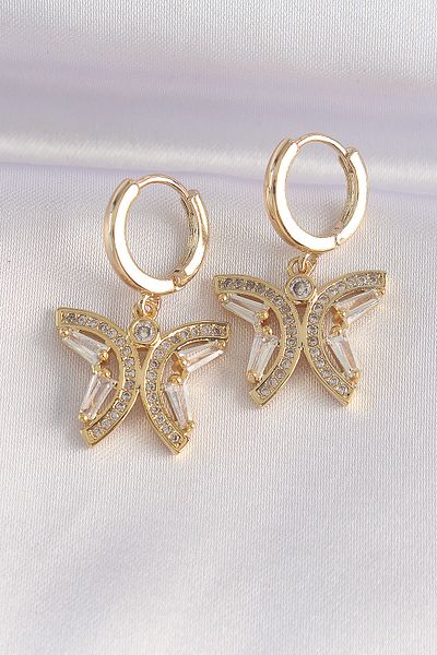 Skygo Brass Gold Color Zircon Stone Design Earrings - Tj-Bkp8960