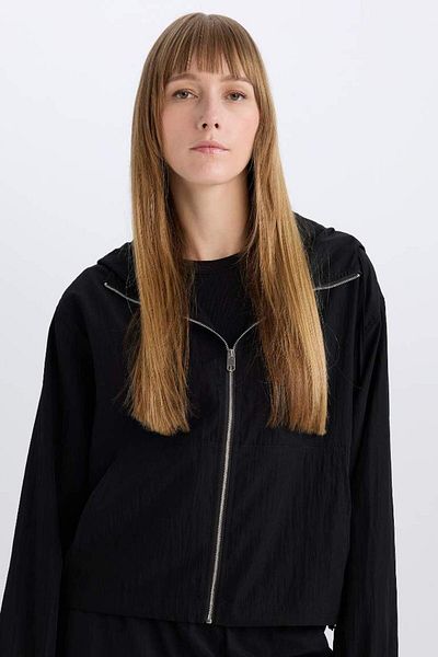 DeFacto New Season Waterproof Regular Fit Zippered Hooded Raincoat with Pockets