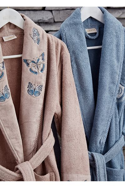 Dantela Σετ οικογενειακής ρόμπας Butterfly 6 Piece Cotton - Salmon/Blue