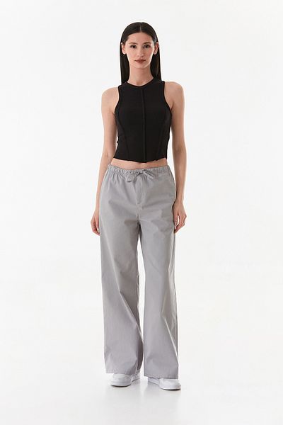 Fulla Moda Παντελόνι Gabardine Palazzo με ελαστική μέση και τσέπες