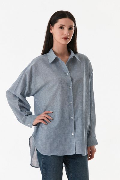 Fulla Moda Cămașă oversize lungă cu dungi la spate