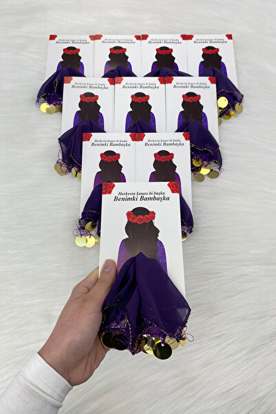 ZEYMERADE بطاقة شيفون ذهبية أرجوانية هدية منديل هالاي 5 قطع، العروس والعريس و...