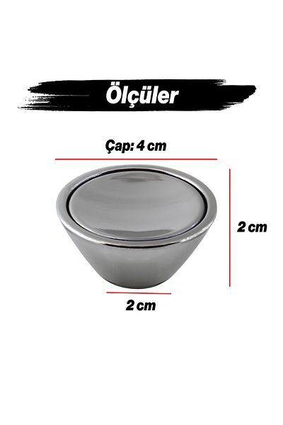 Badem10 Buton Delta Mobilier cromat Sertar de bucătărie Dulap dulap Plastic Argintiu Mâner cu o singură șurub Mâner