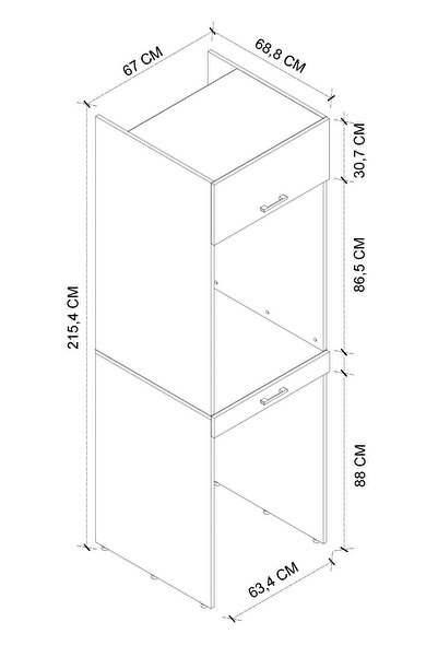 Bofigo Çamaşır Makinesi Dolabı Kurutma Makinesi Dolabı Banyo Dolabı Irmak Antrasit