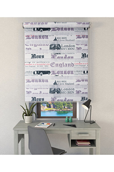 Kidmex Mor London Taxi Zebra Stor Çocuk Odası Perde