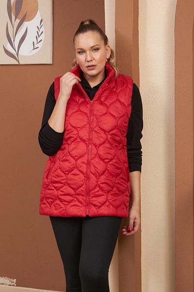 RMG Quilted Plus Size Red Vest