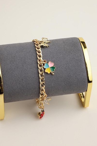 Modex Ladybug Star Clover Figured Chain Bracelet (17+5cm)