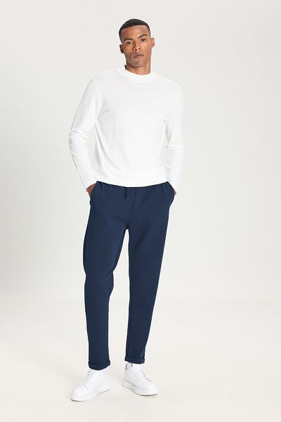 ALTINYILDIZ CLASSICS Men's Navy Blue Standard Fit Regular Cut Pocket Stretch Knitted Trousers