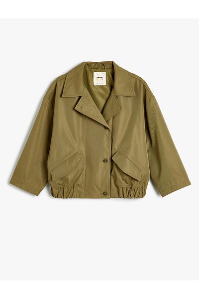 Koton Seasonal Coat Double Breasted Collar Pocket Detailed Long Sleeve Buttoned