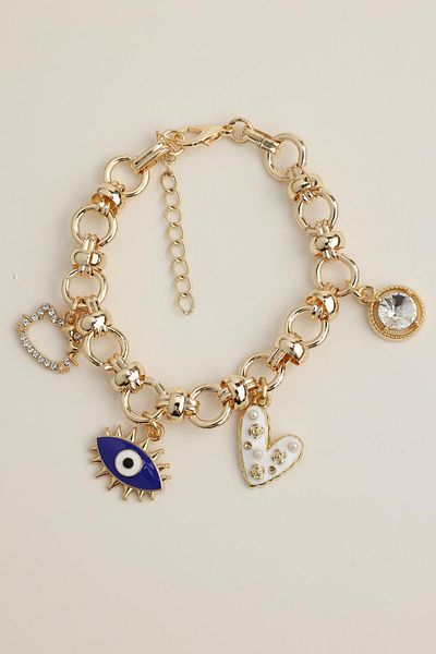 Modex Heart Eye Cat Figured Chain Bracelet (17+5cm)