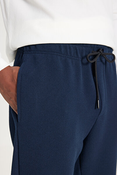 ALTINYILDIZ CLASSICS Men's Navy Blue Standard Fit Regular Cut Pocket Stretch Knitted Trousers