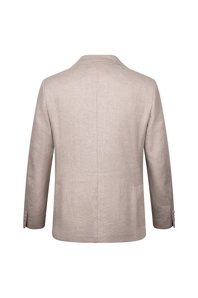 Hatemoğlu Beige Regular Fit Mono Collar Casual Linen Jacket