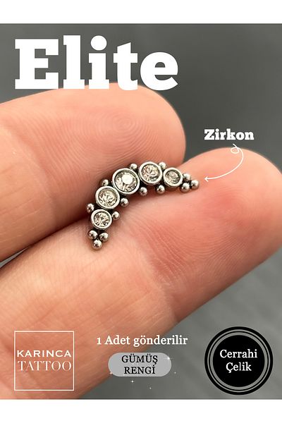 Karınca Piercing Tiara Crown Elite Zircon Jewelled Flat Helix Ear Conch Piercing Surgical Steel