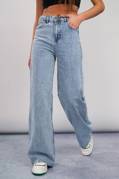 Geppetto Morena Medium Snow Wash Mavipower Lycra Jeans largi cu talie super inalta Pantaloni Palazzo