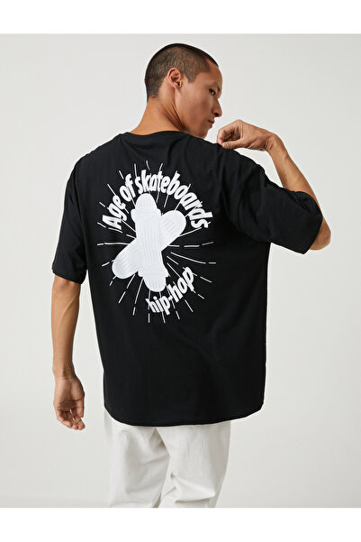 Koton Basic Oversize T-Shirt Slogan Printed Crew Neck