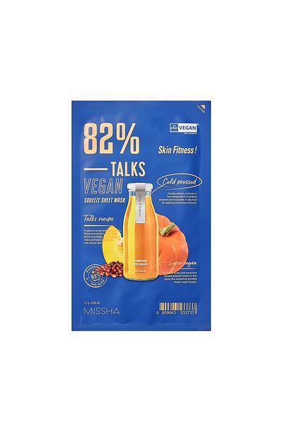 Missha قناع Missha Korean Talks Vegan Squeeze Sheet Mask للبشرة واللياقة البدنية، قطعة واحدة