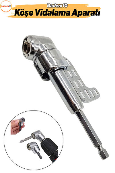 Badem10 Köşe Vidalama Aparatı Matkap Adaptörü Delme Kör Nokta Zor Alan Matkabı Bits Uç Tutucu