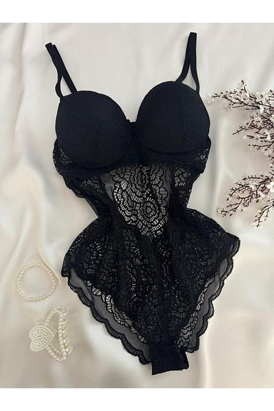 MH Moony Homewears Υποστηριζόμενη Μαύρη Σέξι Ολόσωμη φόρμα