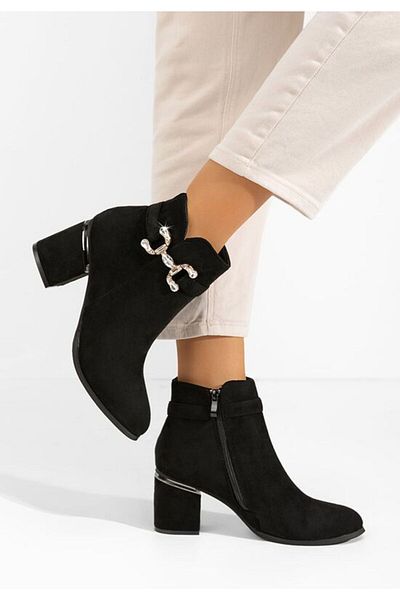 B T Shoes Safia V2 black chunky heel ankle boots