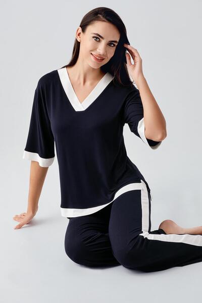 Artış Короткий рукав, еластичний віскозний піжамний комплект