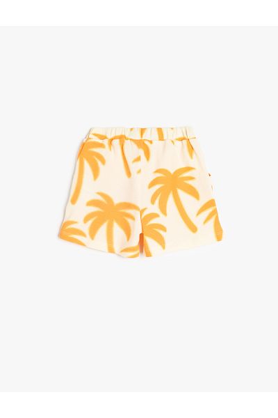 Koton Palm Printed Tie Waist Cotton Shorts