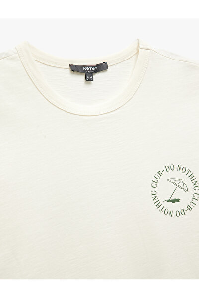 Koton Короткий рукав з принтом, бавовняна футболка зі словом «Bicycle» та облягаючим кроєм