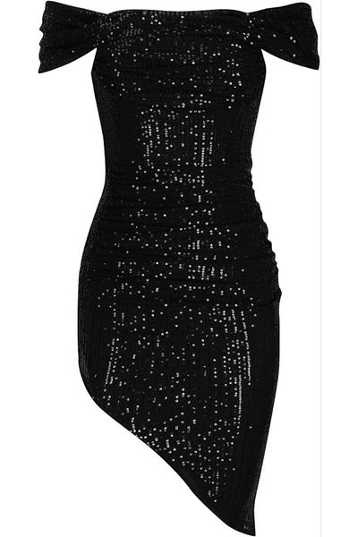 PERADO Liana Degaje Collar Midi Dress Black