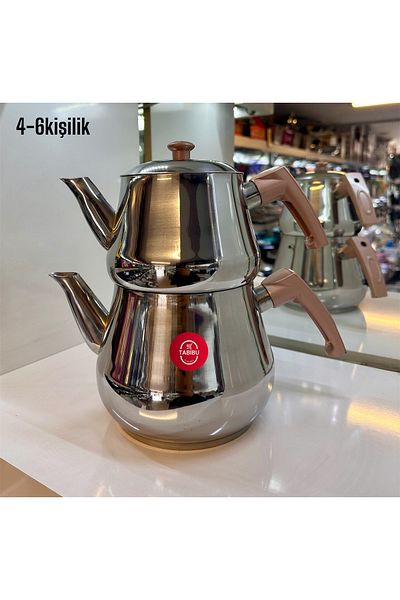 Tabibu Medium Size 4-6 Person Drop Model Steel Teapot Set