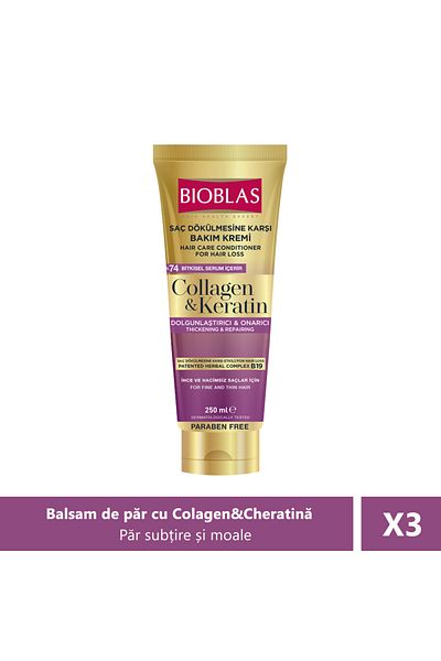 Bioblas Bioblas Collagen and Keratin Hair Conditioner, 250 ml X 3 pieces