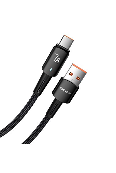 essager Premıum Örgü Kopmaz Kablo 3metre 7a 80w Usb To Type-c Şarj Kablosu Da...