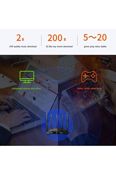 Tenda راوتر AC11 لاسلكي جيجابت إيثرنت ثنائي النطاق (2.4 جيجاهرتز / 5 جيجاهرتز) أسود