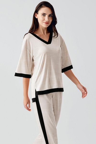 Artış Short Sleeve Flexible Viscose Pajama Suit
