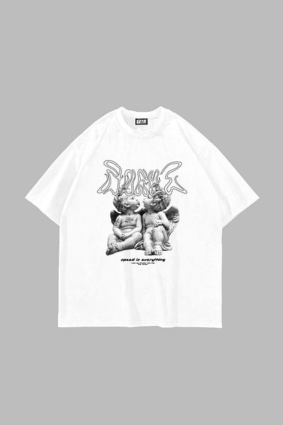 Sekizbiraltı Μπλουζάκι με μοτίβο Little Angel Unisex Λευκό Oversize