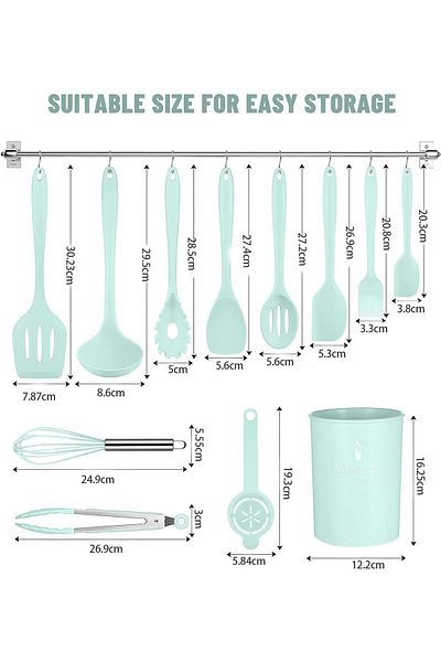 COOYA Silicone Cookware Set, 12 Pcs, Stainless Steel Handle, Non-stick Heat Resistant, BPA Free