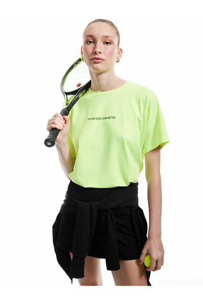 Koton Printed Crew Neck Comfortable Fit Short Sleeve Sports T-Shirt