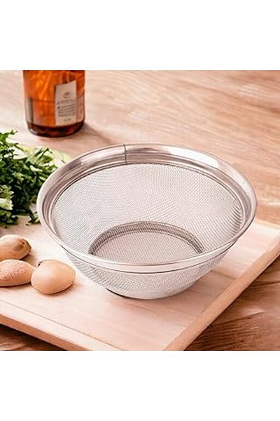 alpotekno Stainless Steel Handless Strainer 26cm, Stainless Steel Rice Strainer, Stainless Steel Kitchen Strainer