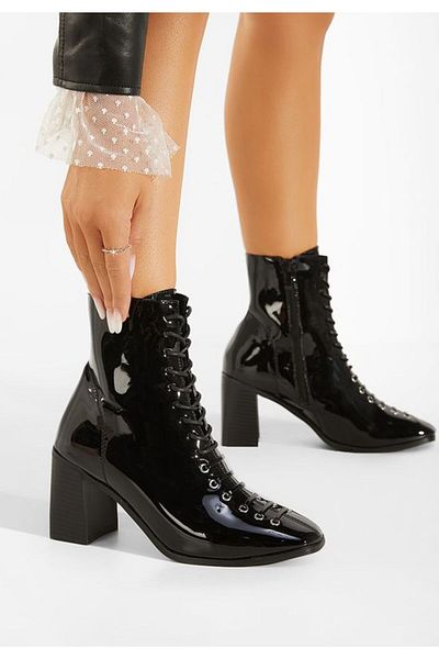 B T Shoes Semeda black heeled ankle boots